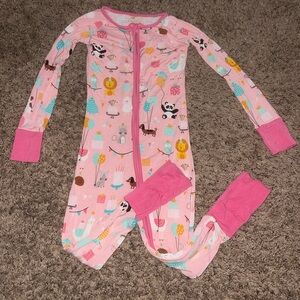 Little Sleepies Pink Animal and Cupcake Print Footie